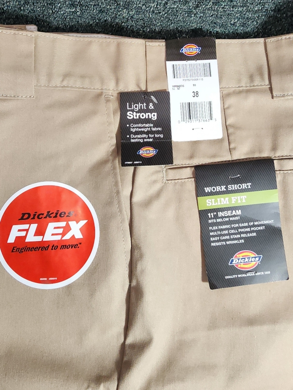 Dickies Shorts FLEX Stretch Work Shorts With a Cell Phone Pocket Khaki Size 38 - Picture 10 of 17